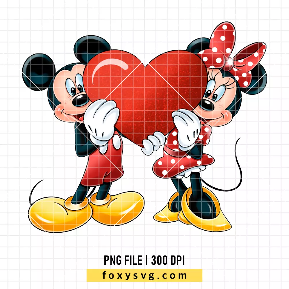 Mickey and Minnie Heart Valentine PNG, Valentine’s Day PNG, Disney PNG, Sublimation PNG