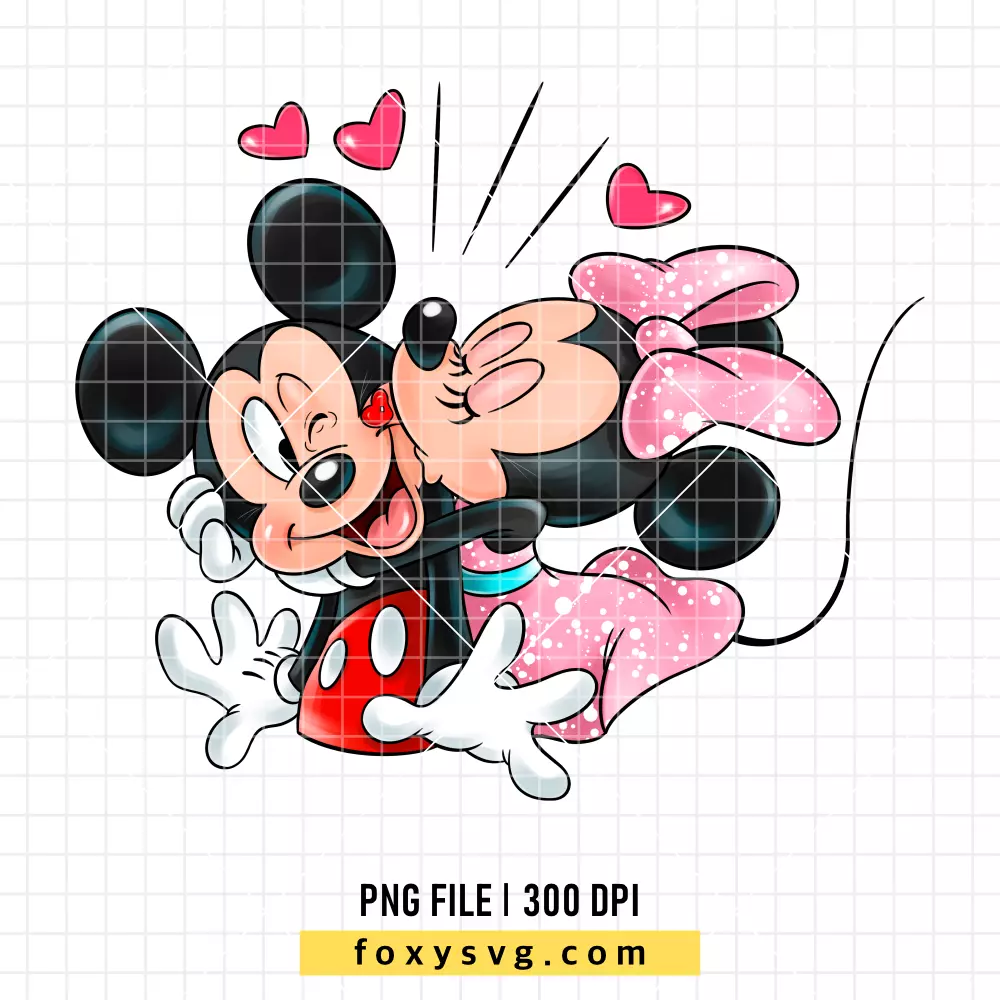 Mickey and Minnie Kiss Valentine PNG, Valentine’s Day PNG, Disney PNG, Sublimation PNG
