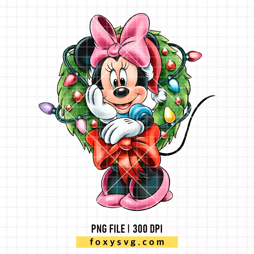 Minnie Mouse Christmas Wreath PNG, Christmas PNG, Disney PNG, Sublimation PNG