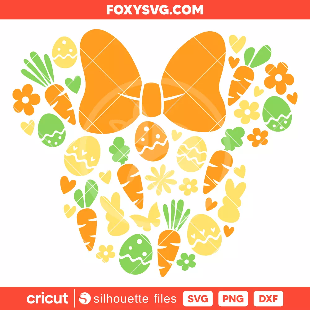 Minnie Easter Carrots Svg, Happy Easter Svg, Disney Svg, Cricut, Silhouette SVG Cut File