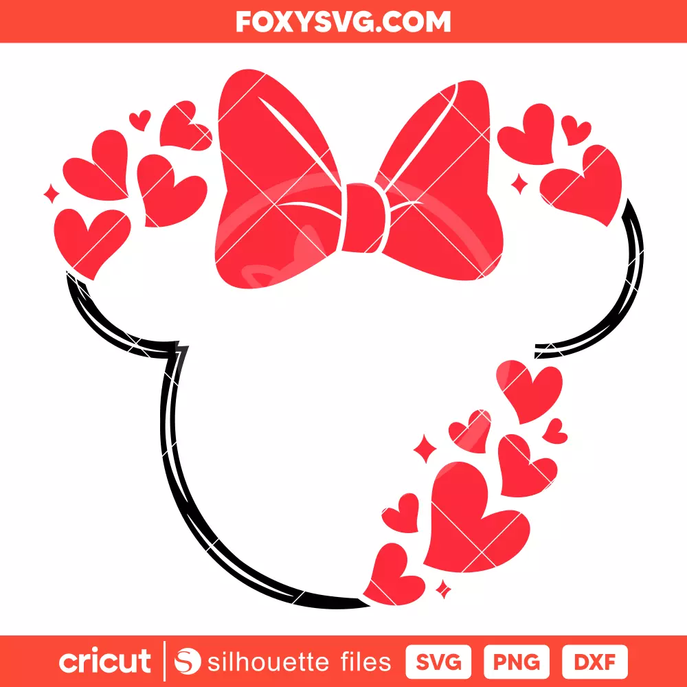 Minnie Mouse Heart Wreath Svg, Valentine’s Day Svg, Disney Svg, Cricut, Silhouette SVG Cut File