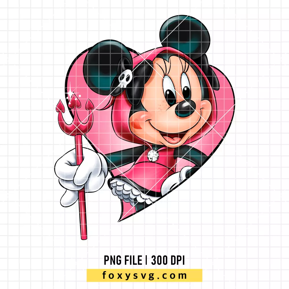 Minnie Mouse Halloween Devil Heart PNG, Halloween PNG, Disney PNG, Sublimation PNG