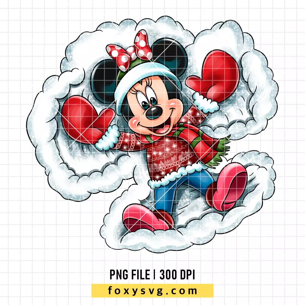 Minnie Snow Angel Christmas PNG, Christmas PNG, Disney PNG, Sublimation PNG
