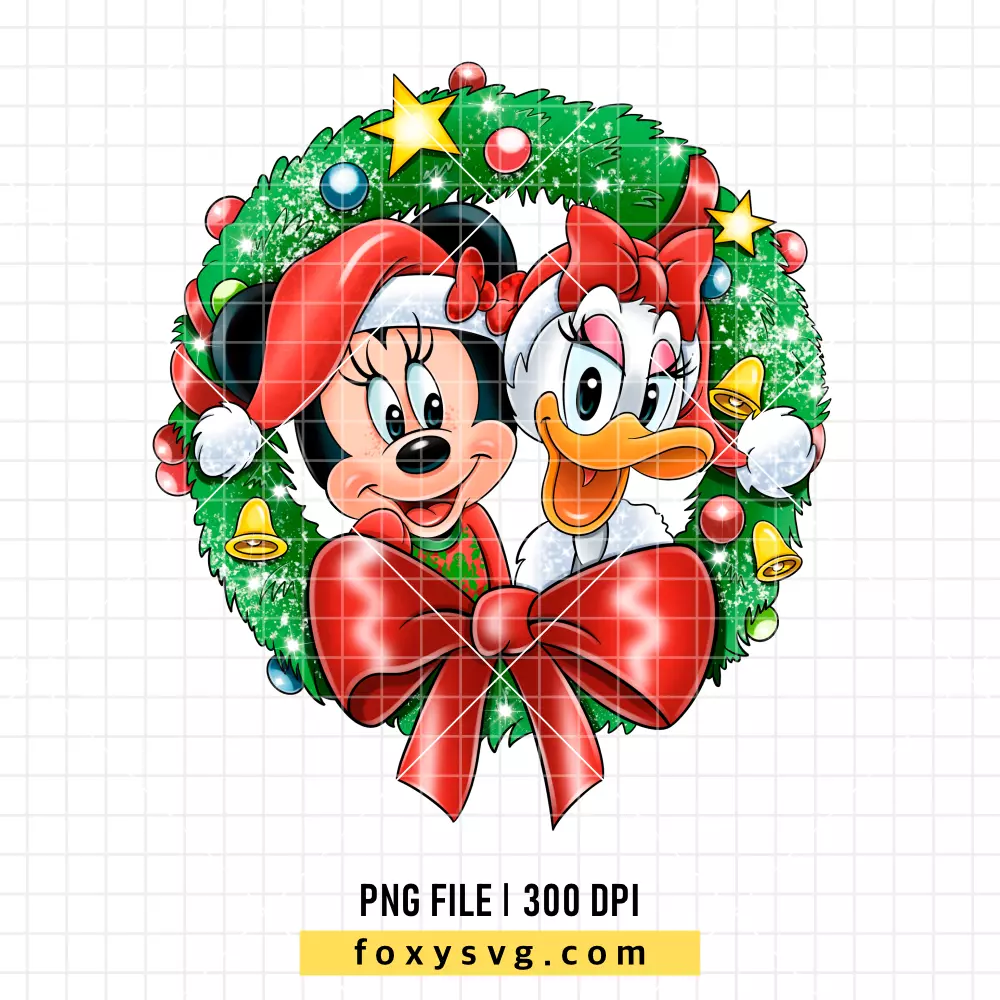 Minnie and Daisy Christmas Wreath PNG, Christmas PNG, Disney PNG, Sublimation PNG