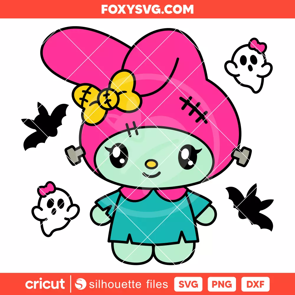 My Melody Frankenstein Svg, Sanrio Svg, Halloween Svg, Cricut, Silhouette SVG Cut File