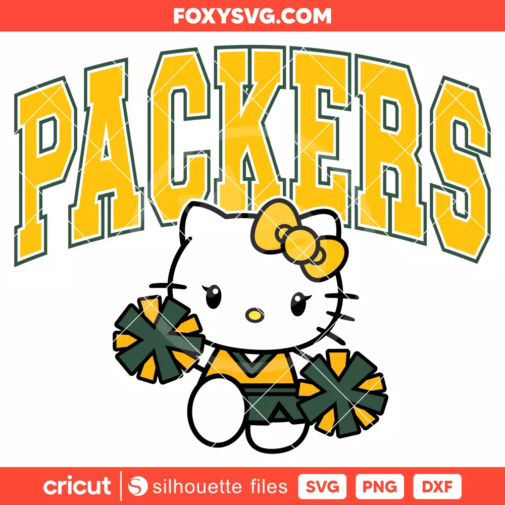 Hello Kitty Packers Cheerleader Svg, NFL Football Svg, Sanrio Svg, Cricut, Silhouette SVG Cut File