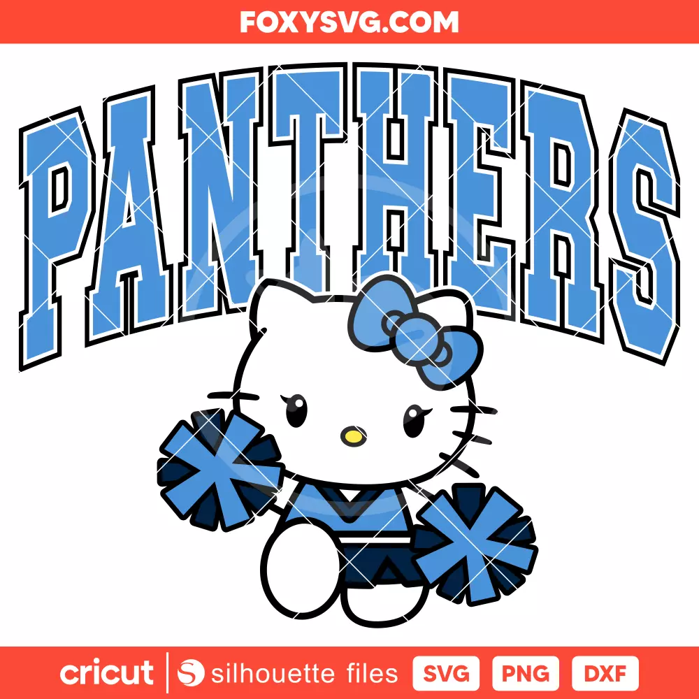 Hello Kitty Panthers Cheerleader Svg, NFL Football Svg, Sanrio Svg, Cricut, Silhouette SVG Cut File