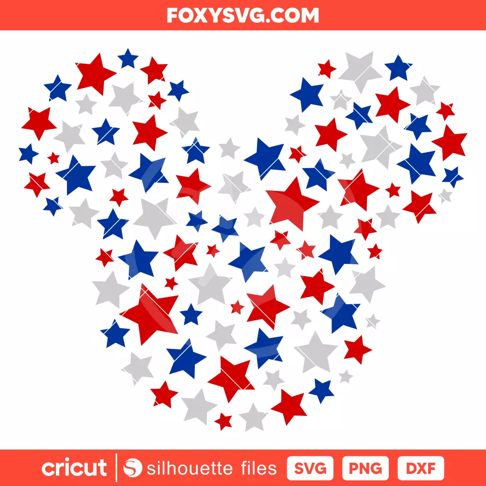 Patriotic Stars Mickey Svg, 4th of July Svg, Disney Svg, Cricut, Silhouette SVG Cut File