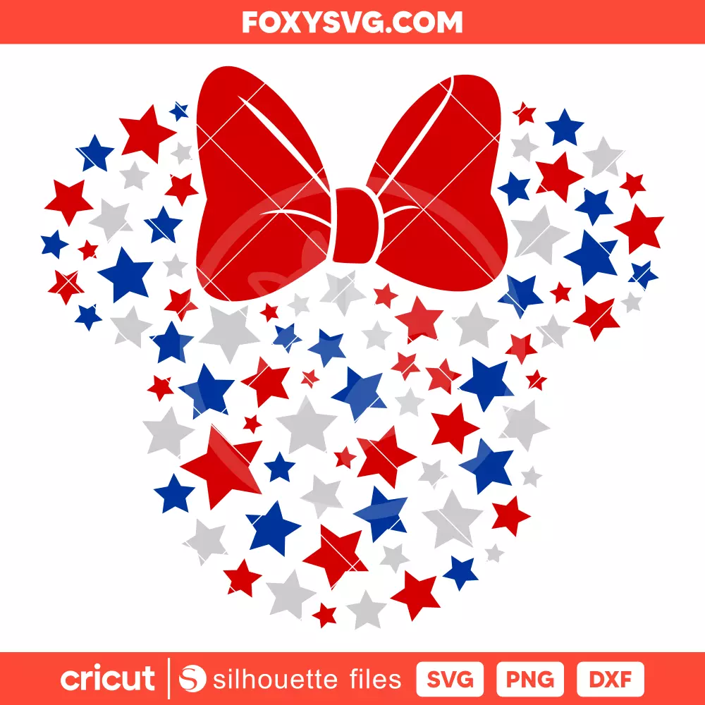Patriotic Stars Minnie Svg, 4th of July Svg, Disney Svg, Cricut, Silhouette SVG Cut File