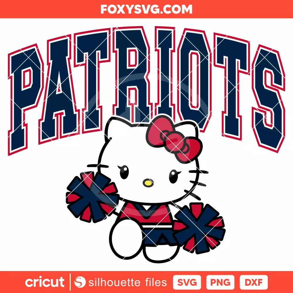 Hello Kitty Patriots Cheerleader Svg, NFL Football Svg, Sanrio Svg, Cricut, Silhouette SVG Cut File