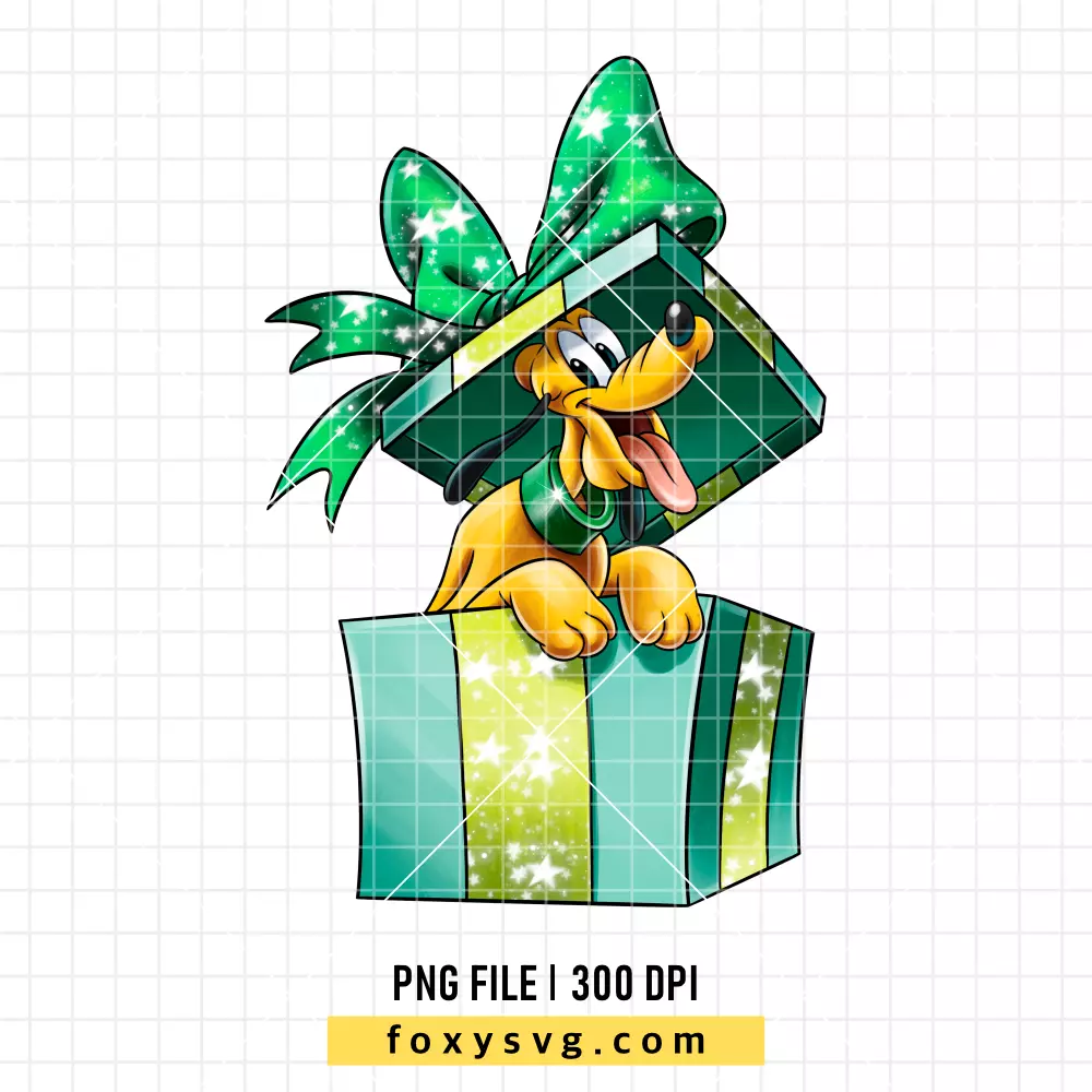 Pluto Christmas Gift PNG, Christmas PNG, Disney PNG, Sublimation PNG