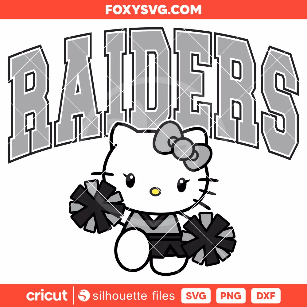 Hello Kitty Raiders Cheerleader Svg, NFL Football Svg, Sanrio Svg, Cricut, Silhouette SVG Cut File
