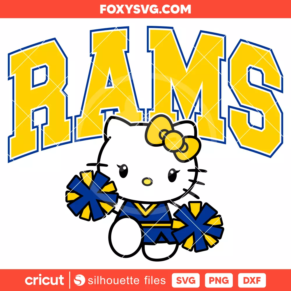 Hello Kitty Rams Cheerleader Svg, NFL Football Svg, Sanrio Svg, Cricut, Silhouette SVG Cut File