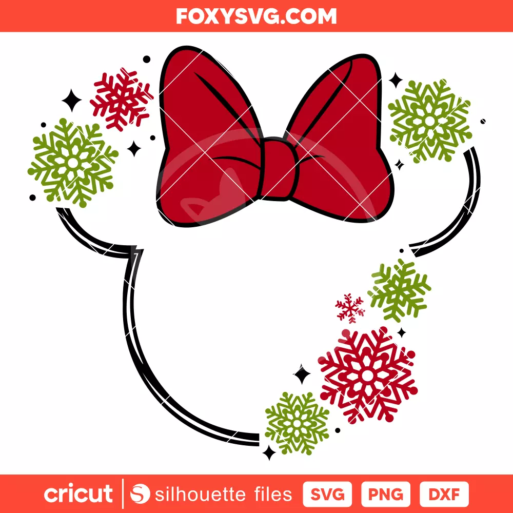 Snowflakes Wreath Minnie Svg, Christmas Svg, Disney Svg, Cricut, Silhouette SVG Cut File