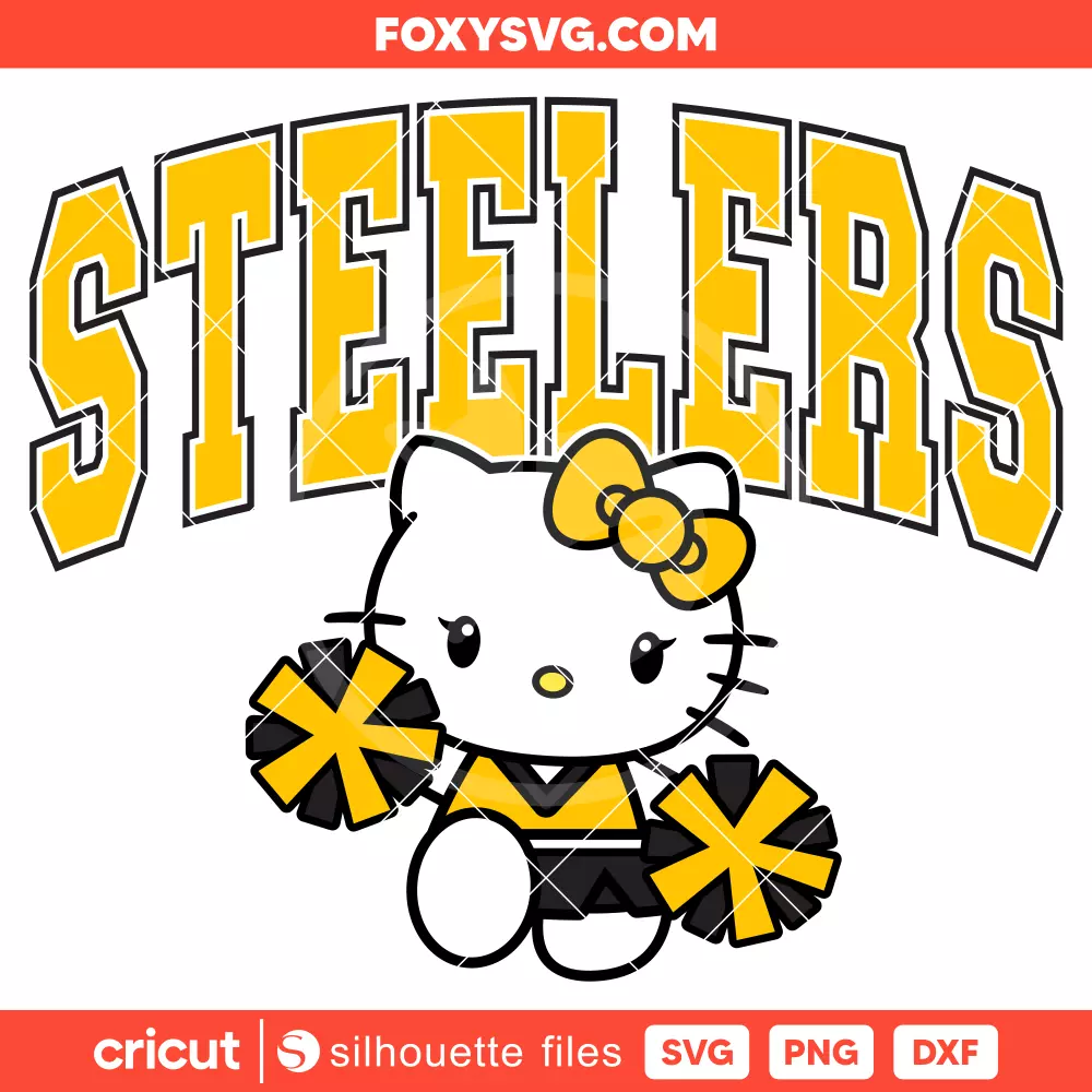 Hello Kitty Steelers Cheerleader Svg, NFL Football Svg, Sanrio Svg, Cricut, Silhouette SVG Cut File