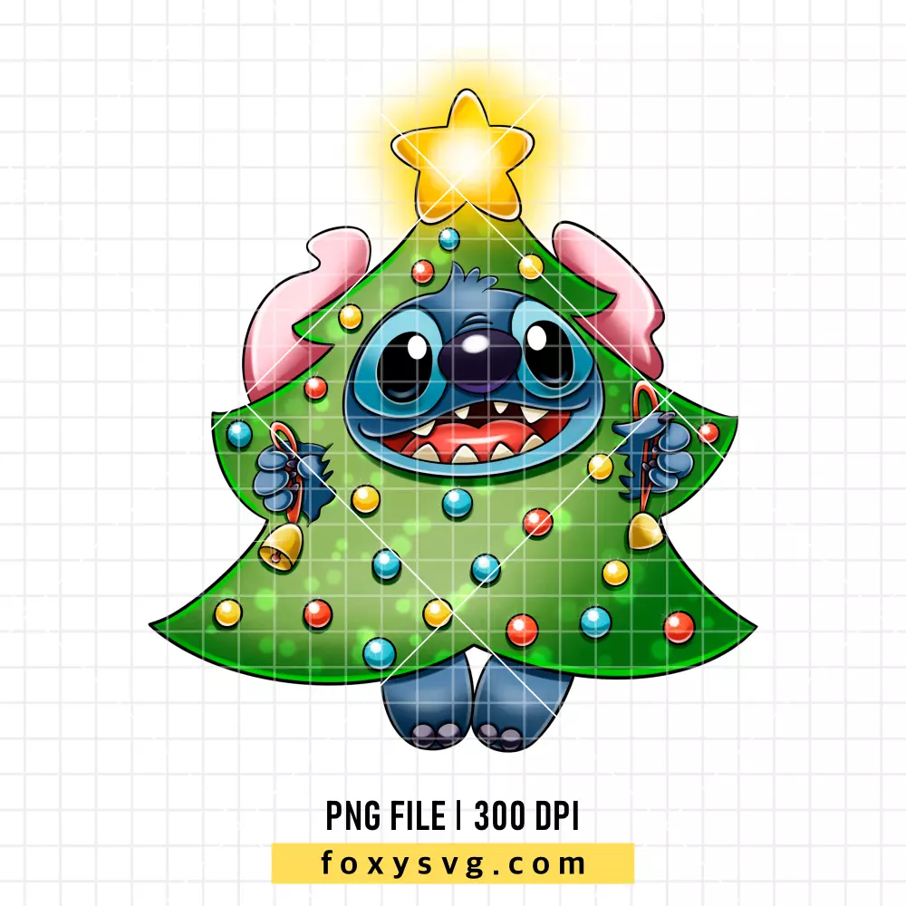 Stitch Christmas Tree PNG, Lilo & Stitch PNG, Christmas PNG, Disney PNG, Sublimation PNG