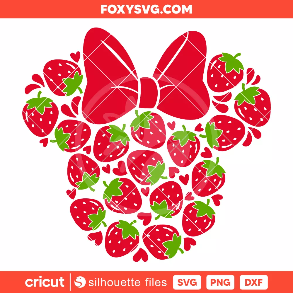Strawberry Minnie Mouse Svg, Summer Svg, Disney Svg, Cricut, Silhouette SVG Cut File