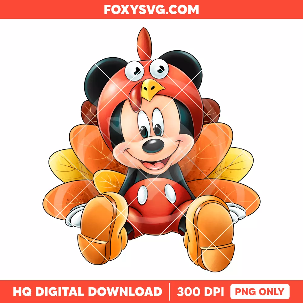 Mickey Mouse Thanksgiving Turkey PNG, Happy Thanksgiving PNG, Disney PNG, Sublimation PNG