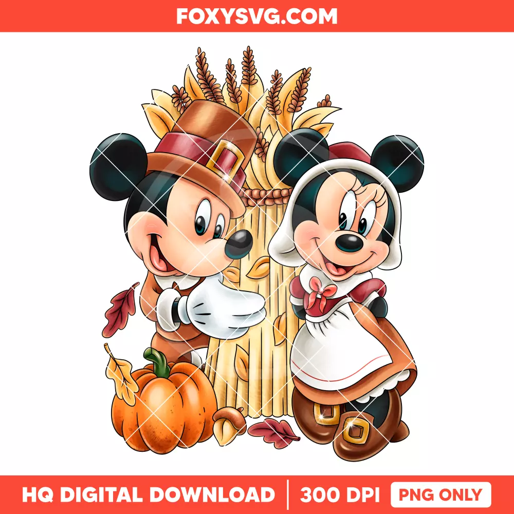 Mickey and Minnie Thanksgiving PNG, Happy Thanksgiving PNG, Disney PNG, Sublimation PNG