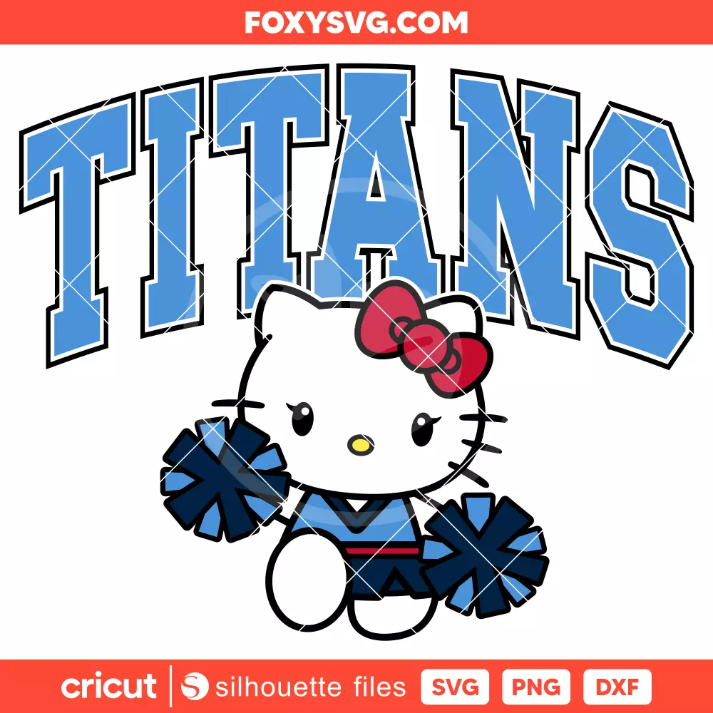 Hello Kitty Titans Cheerleader Svg, NFL Football Svg, Sanrio Svg, Cricut, Silhouette SVG Cut File