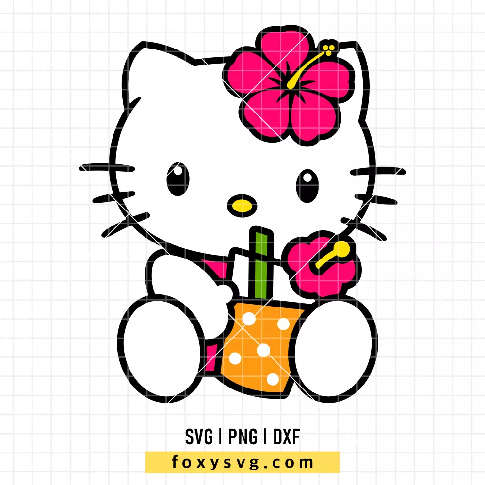 Tropical Juice Hello Kitty SVG | Sanrio SVG PNG Design for Cricut, Silhouette