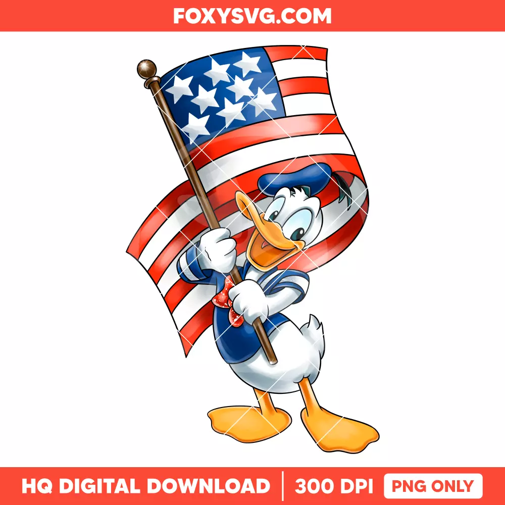 Donald Duck July 4th PNG, Independence Day PNG, Disney PNG, Sublimation PNG