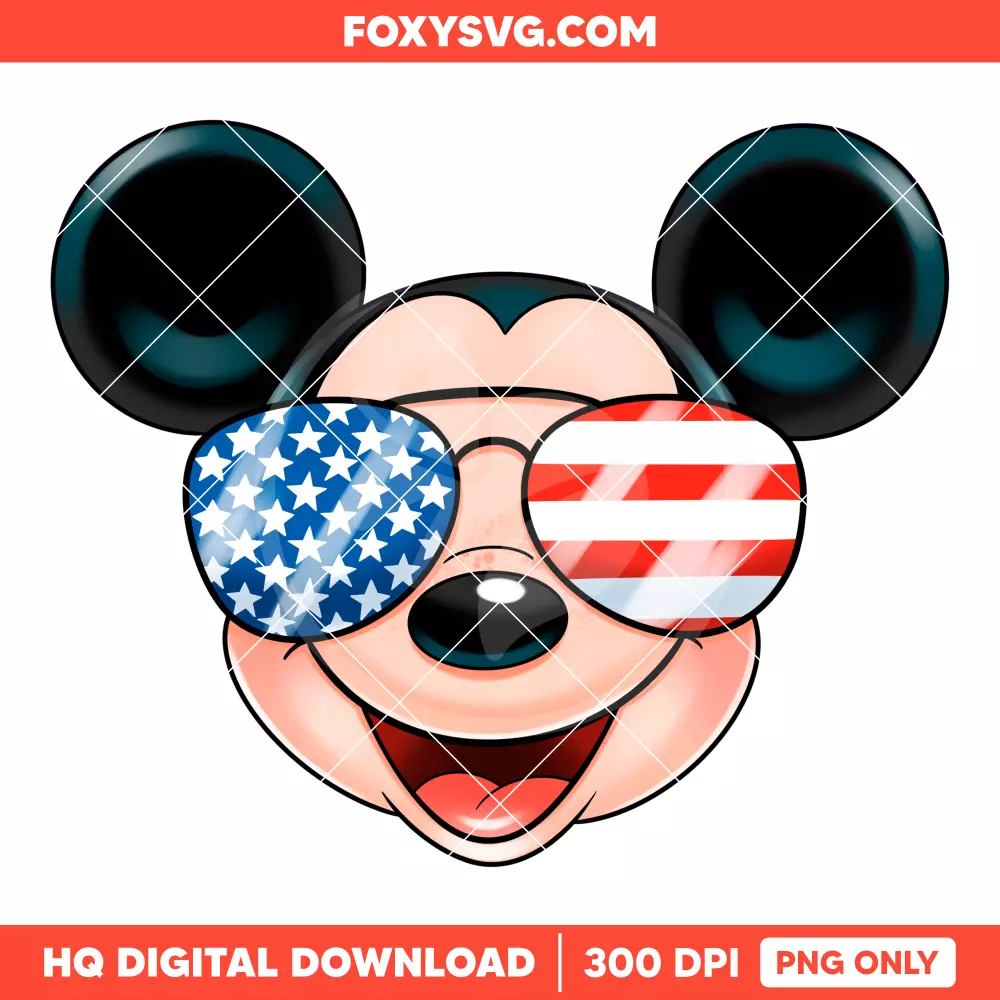 Mickey USA Sunglasses July 4th PNG, Independence Day PNG, Disney PNG, Sublimation PNG