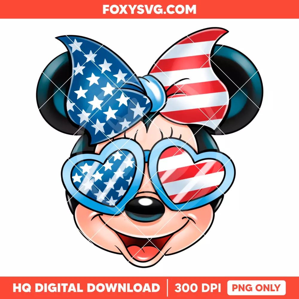 Minnie USA Sunglasses July 4th PNG, Independence Day PNG, Disney PNG, Sublimation PNG