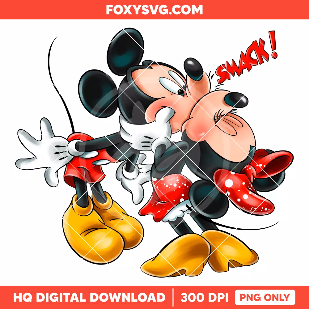 Mickey & Minnie Mouse Kiss Valentine PNG, Happy Valentine’s Day PNG, Disney PNG, Sublimation PNG