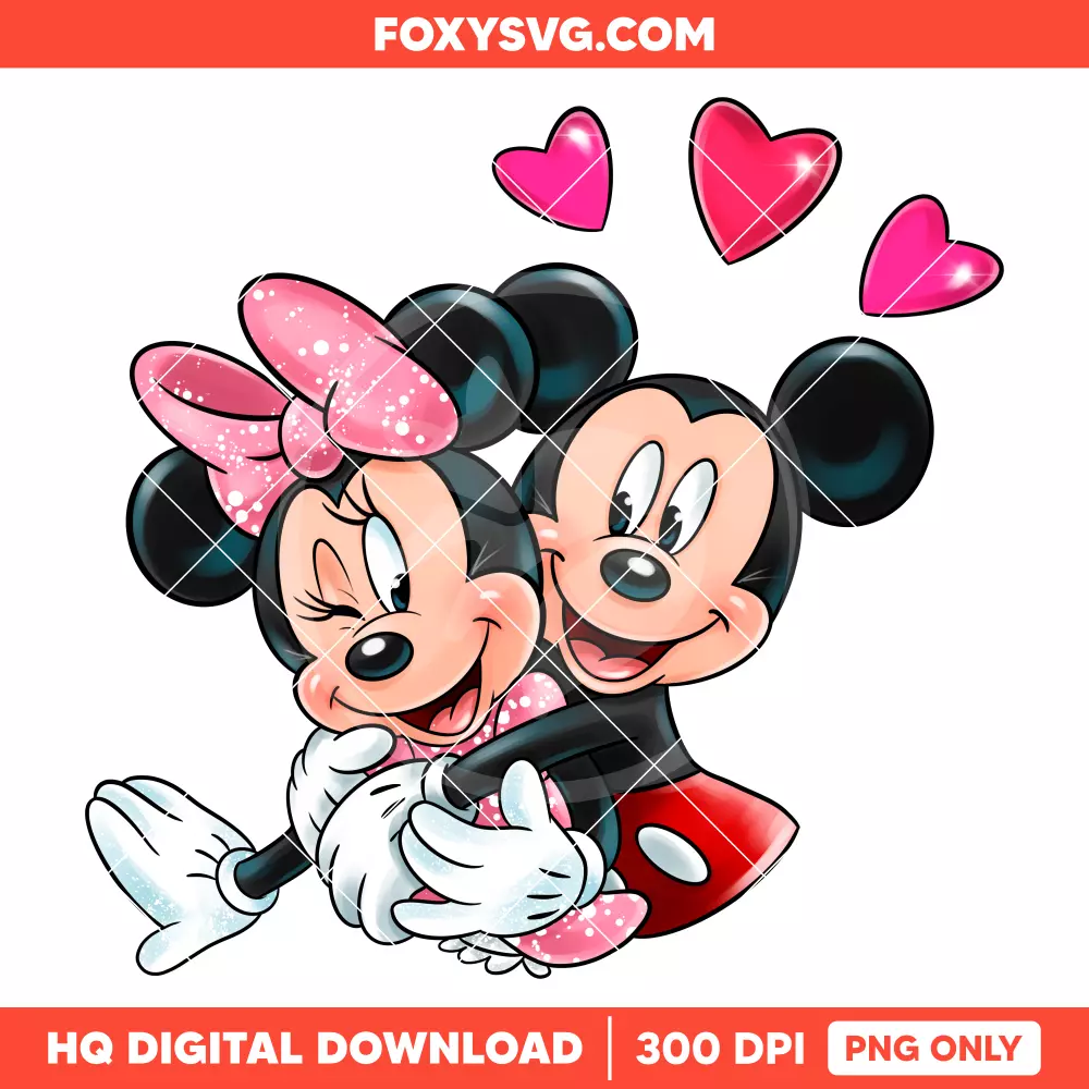 Mickey & Minnie Valentine  Hearts PNG, Happy Valentine’s Day PNG, Disney PNG, Sublimation PNG