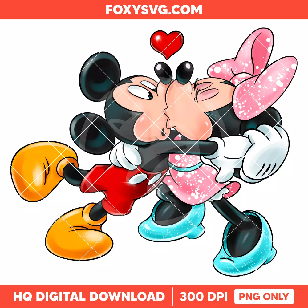 Kissing Mickey and Minnie PNG, Happy Valentine’s Day PNG, Disney PNG, Sublimation PNG