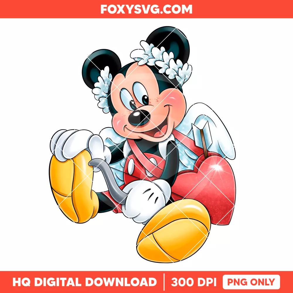 Mickey Mouse Cupid Valentine PNG, Happy Valentine’s Day PNG, Disney PNG, Sublimation PNG