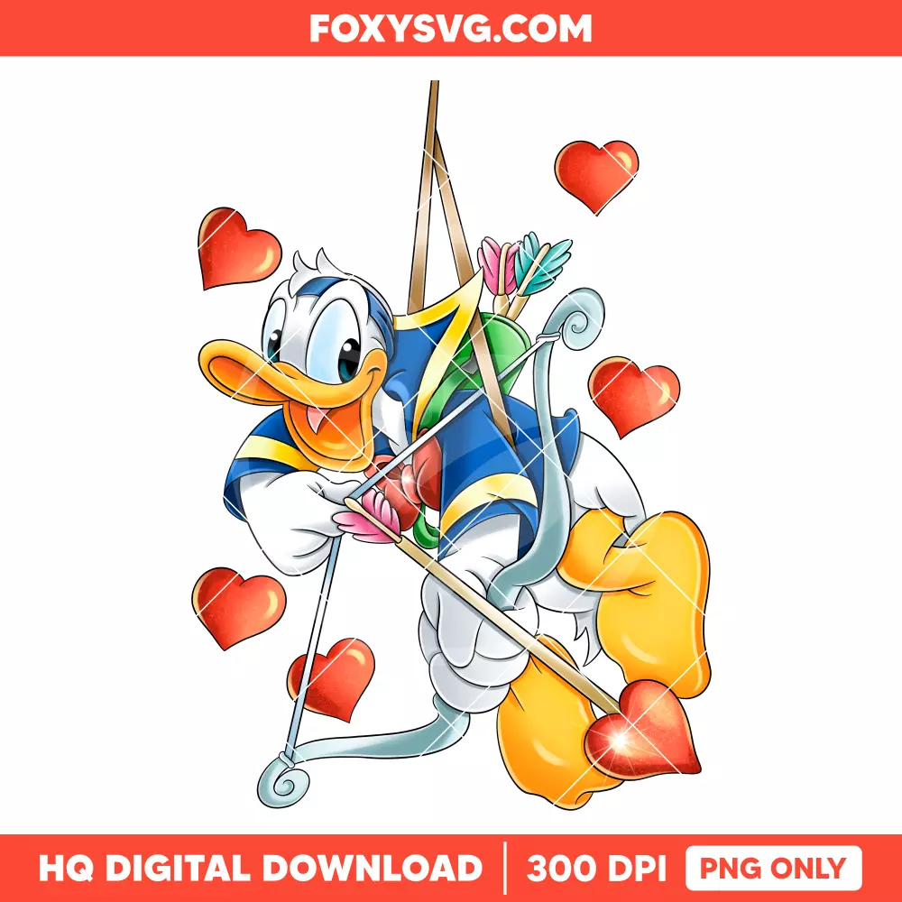Donald Duck Cupid Valentine PNG, Happy Valentine’s Day PNG, Disney PNG, Sublimation PNG