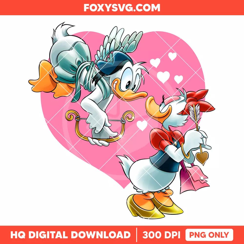 Donald & Daisy In Love Valentine PNG, Happy Valentine’s Day PNG, Disney PNG, Sublimation PNG