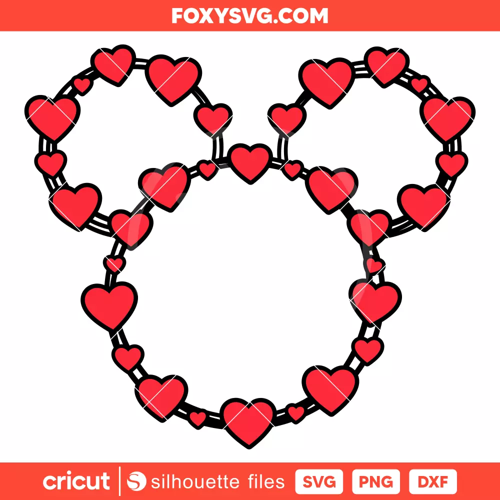 Mickey Mouse Hearts Svg, Valentine’s Day Svg, Disney Svg, Cricut, Silhouette SVG Cut File