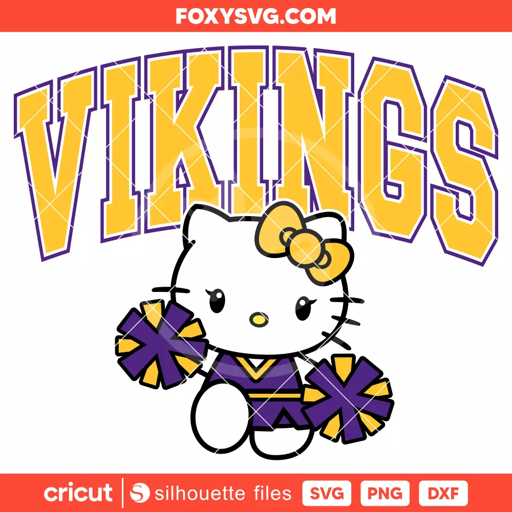 Hello Kitty Vikings Cheerleader Svg, NFL Football Svg, Sanrio Svg, Cricut, Silhouette SVG Cut File