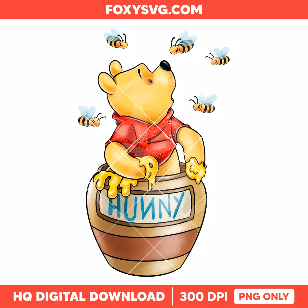 Pooh in Honey Pot PNG, Winnie the Pooh PNG, Disney PNG, Sublimation PNG