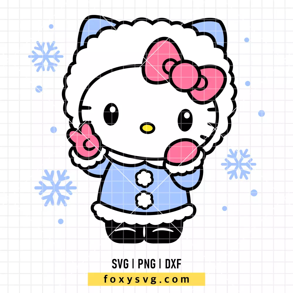 Winter Hello Kitty SVG | Sanrio SVG PNG Design for Cricut, Silhouette