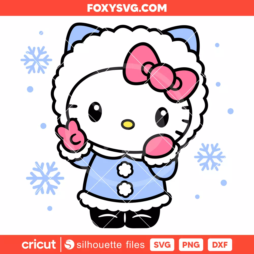 Winter Hello Kitty Svg, Christmas Svg, Sanrio Svg, Cricut, Silhouette SVG Cut File
