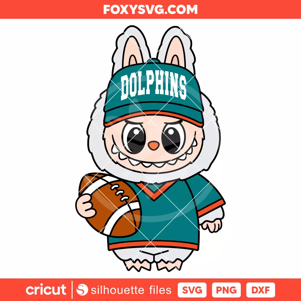 Labubu Dolphins Svg, NFL Football Svg, The Monsters Svg, Cricut, Silhouette SVG Cut File