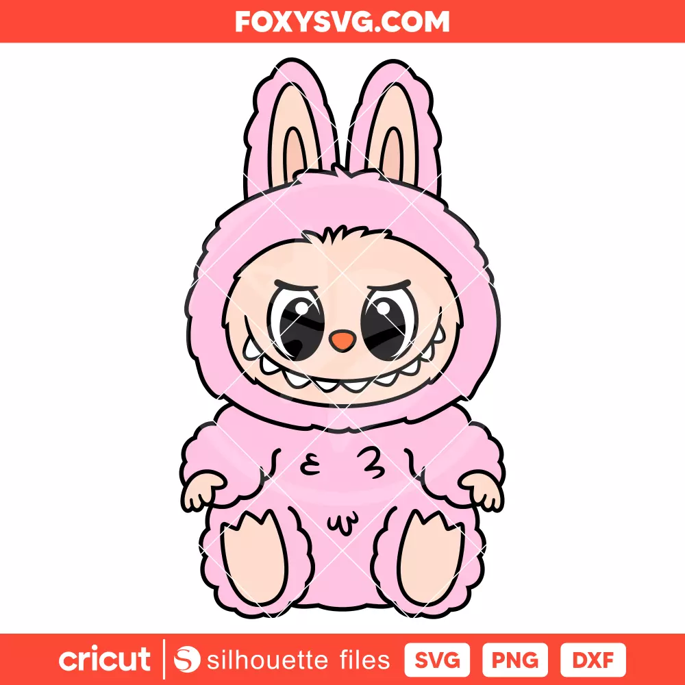 Labubu Sitting Pink Svg, The Monsters Svg, Cricut, Silhouette SVG Cut File