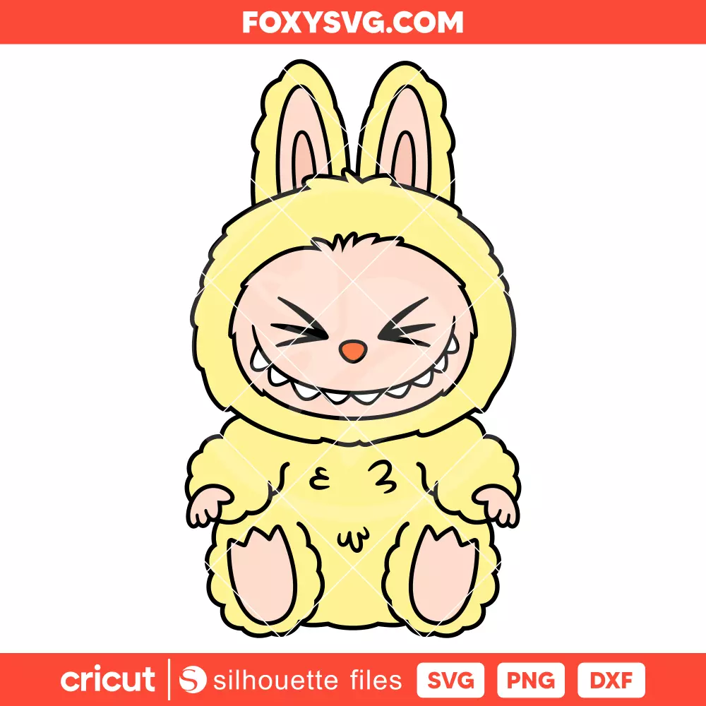 Labubu Sitting Yellow Svg, The Monsters Svg, Cricut, Silhouette SVG Cut File