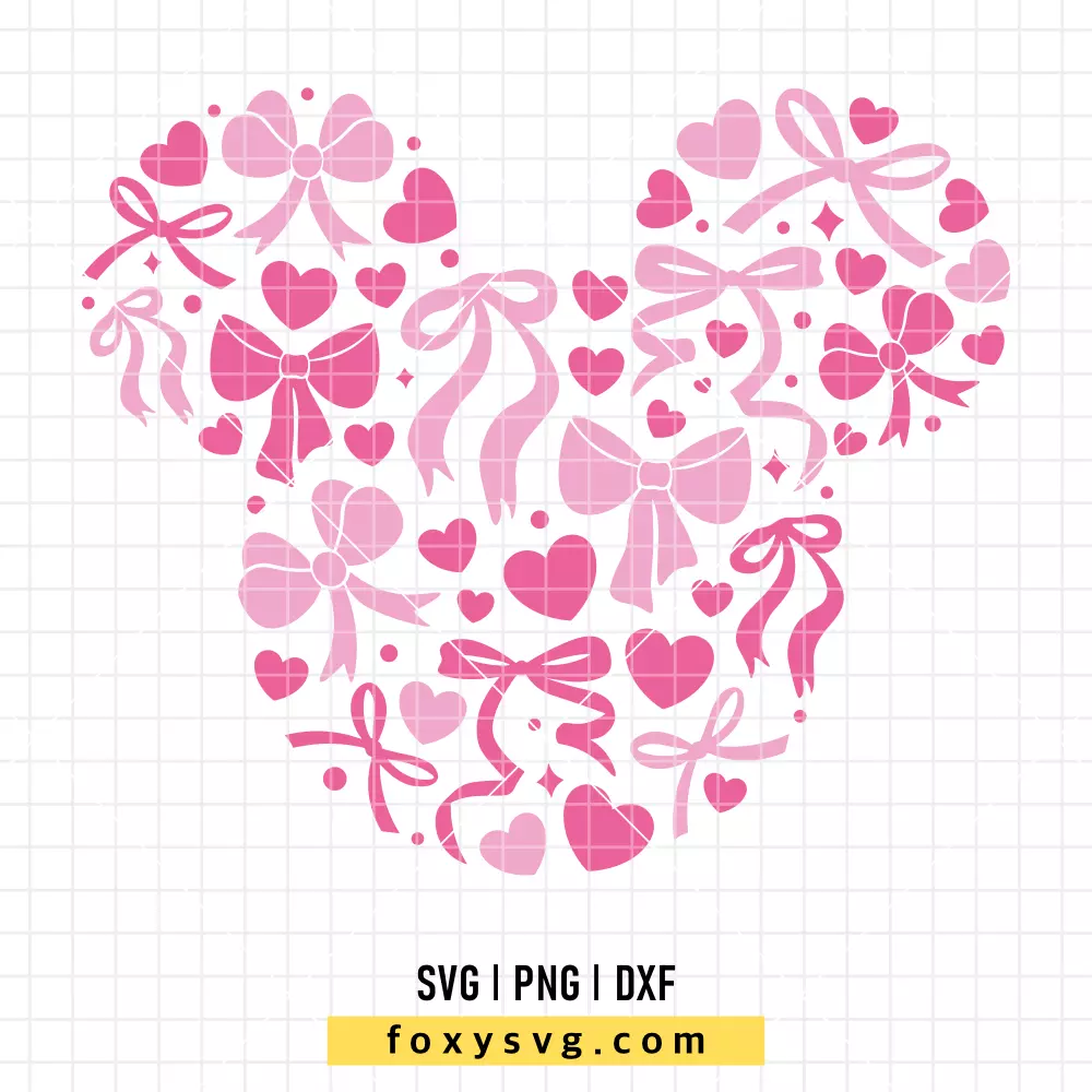 Coquette Bows Mickey Head SVG, PNG | Disney SVG Cut File for Cricut & Silhouette