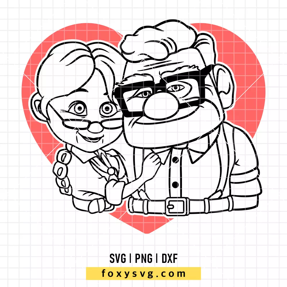 Carl and Ellie Heart Up SVG, PNG | Disney SVG Cut File for Cricut & Silhouette