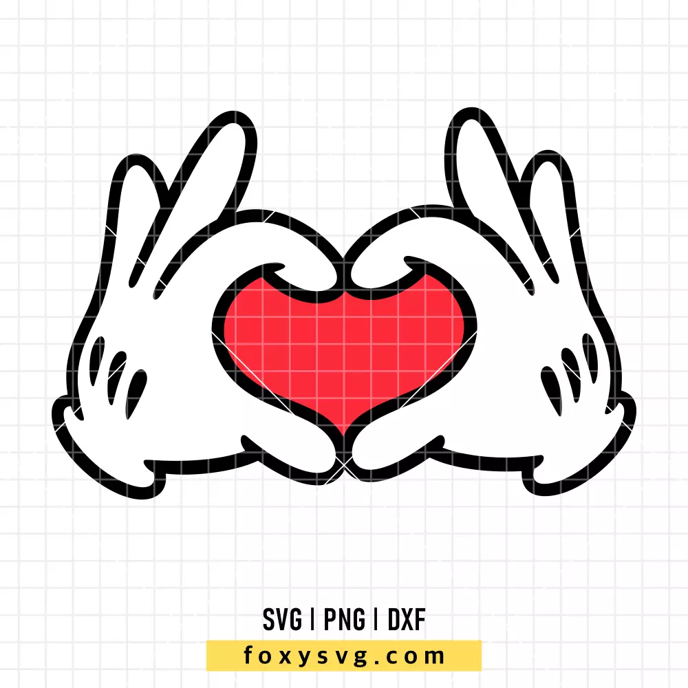 Mickey Love Heart Hands SVG, PNG | Disney SVG Cut File for Cricut & Silhouette