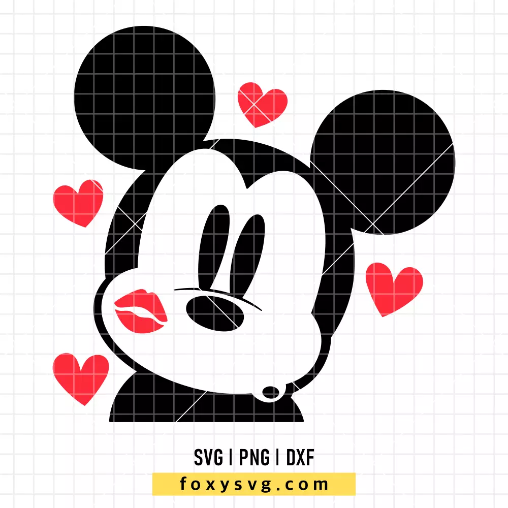 Mickey Mouse Valentine Kiss SVG, PNG | Disney SVG Cut File for Cricut & Silhouette