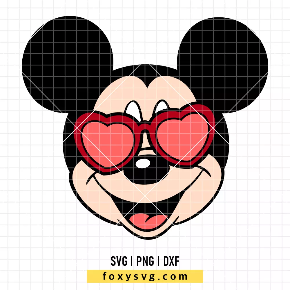 Mickey With Valentine's Day Glasses SVG, PNG | Disney SVG Cut File for Cricut & Silhouette