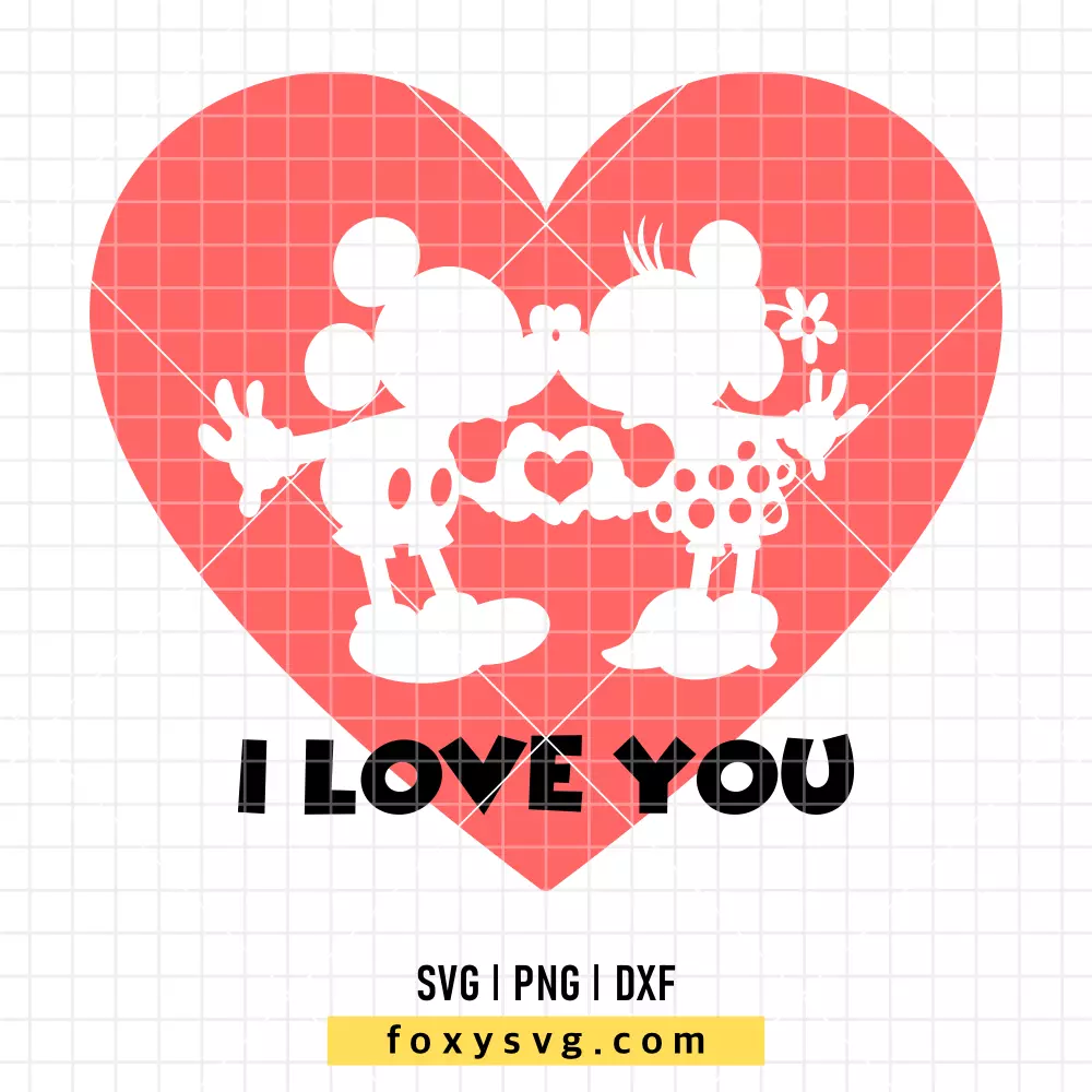 Mickey and Minnie I Love You Heart SVG, PNG | Disney SVG Cut File for Cricut & Silhouette