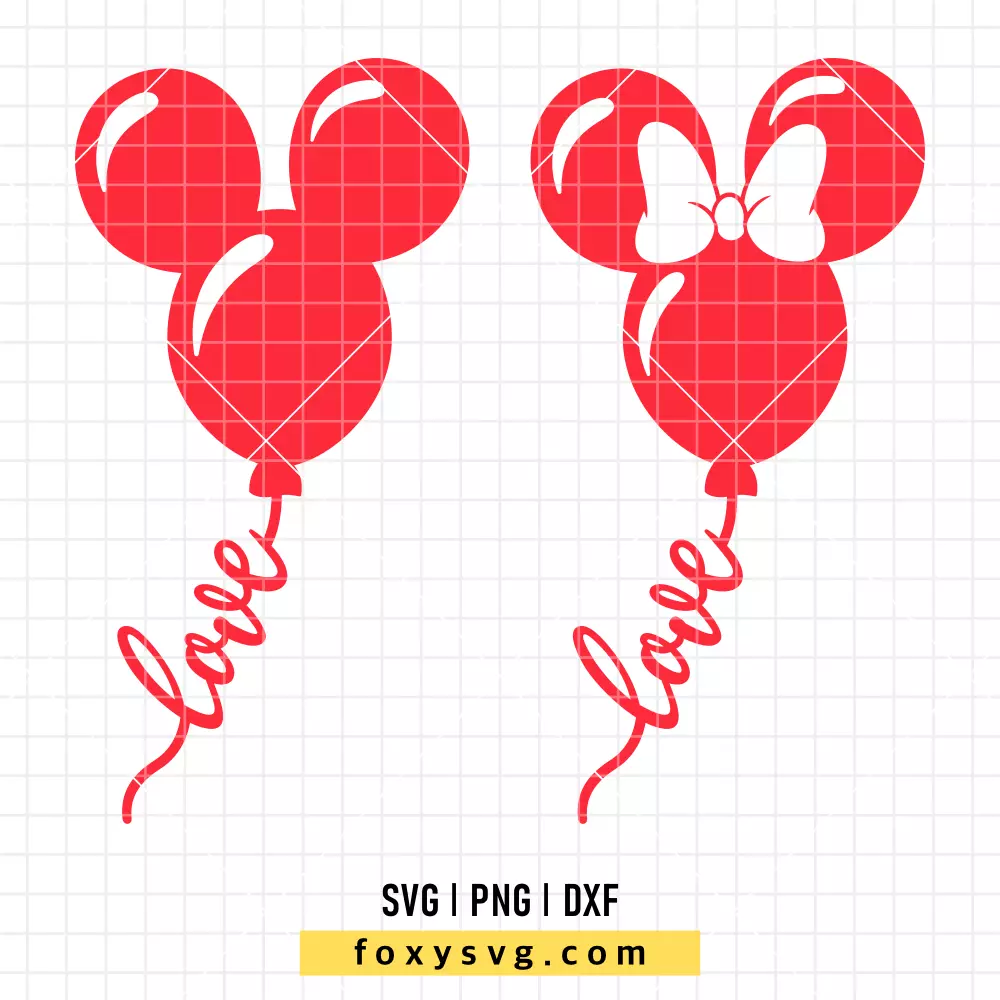 Mickey and Minnie Mouse Love Balloons SVG, PNG | Disney SVG Cut File for Cricut & Silhouette