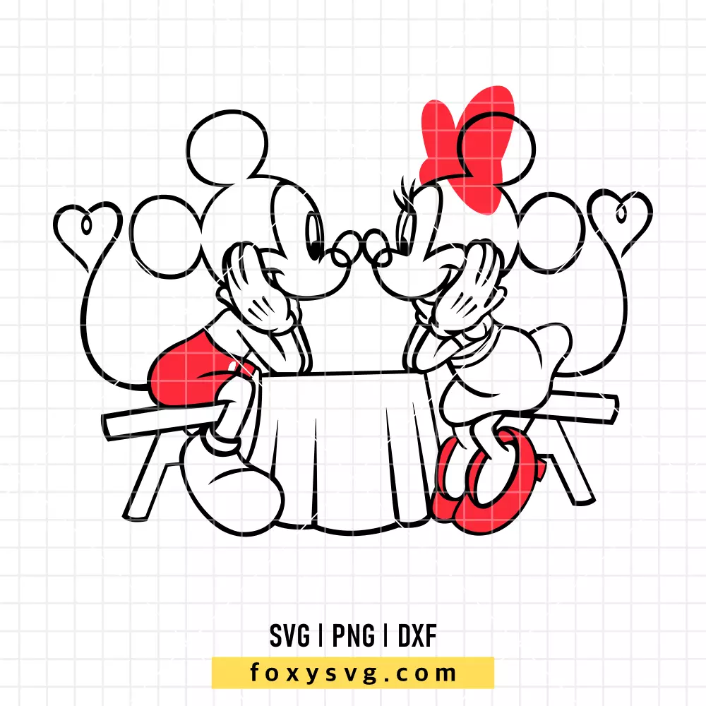 Valentine Mickey and Minnie Table SVG, PNG | Disney SVG Cut File for Cricut & Silhouette